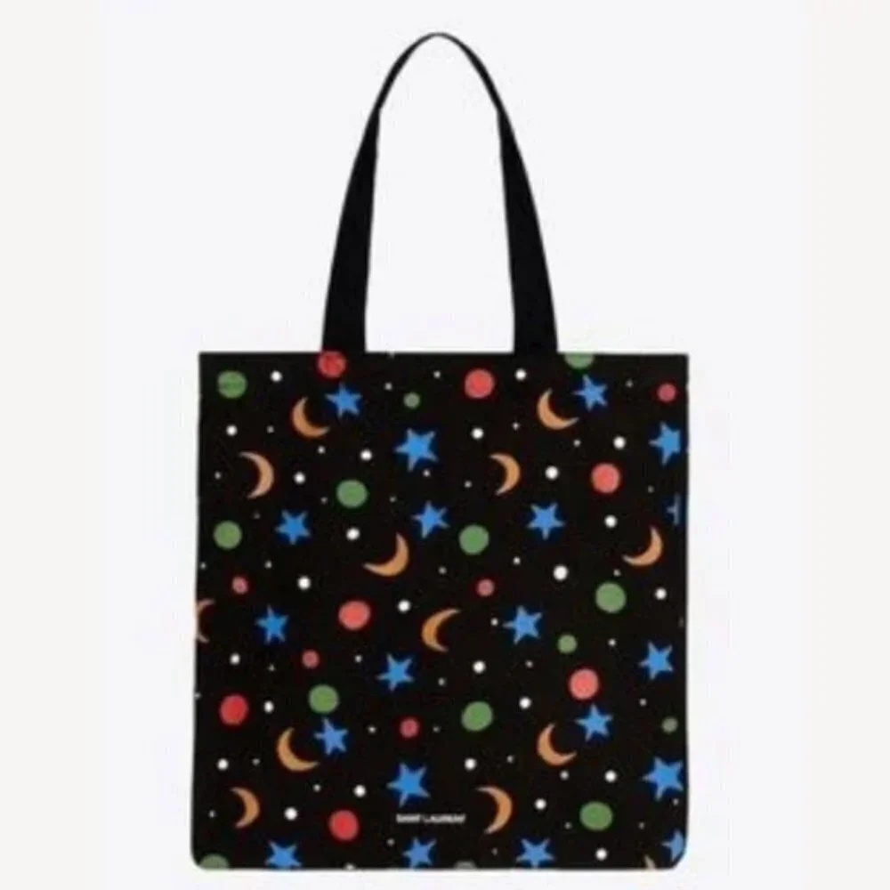 Saint Laurent Women's 100% Cotton Moon Crescent Tote Bag Made in Italy